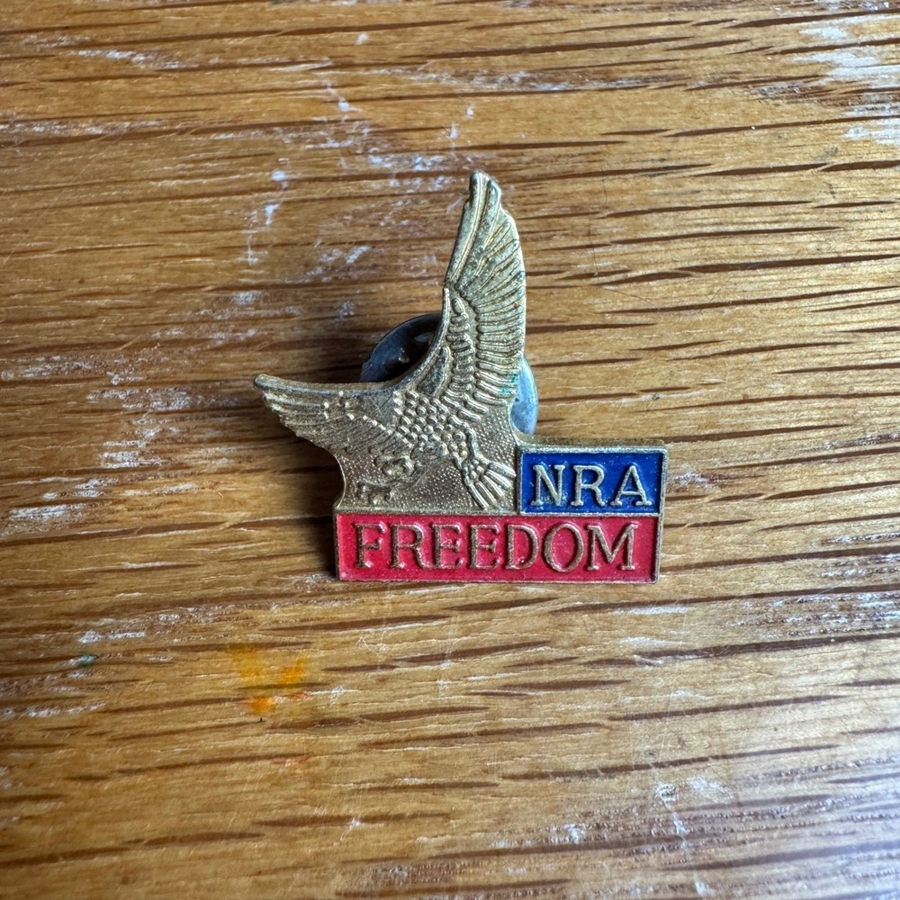 NRA Freedom Eagle Lapel Pin Vintage Collectible Gold Tone Metal